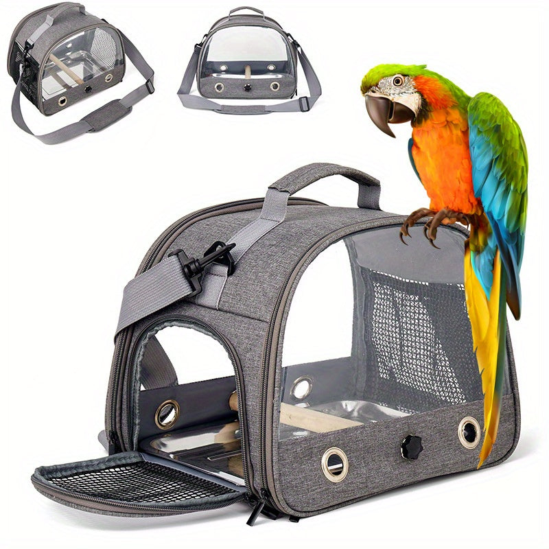 Portable Bird Carrier Bag for Small Pets Pigeons Parrots Oxford Cloth Grey