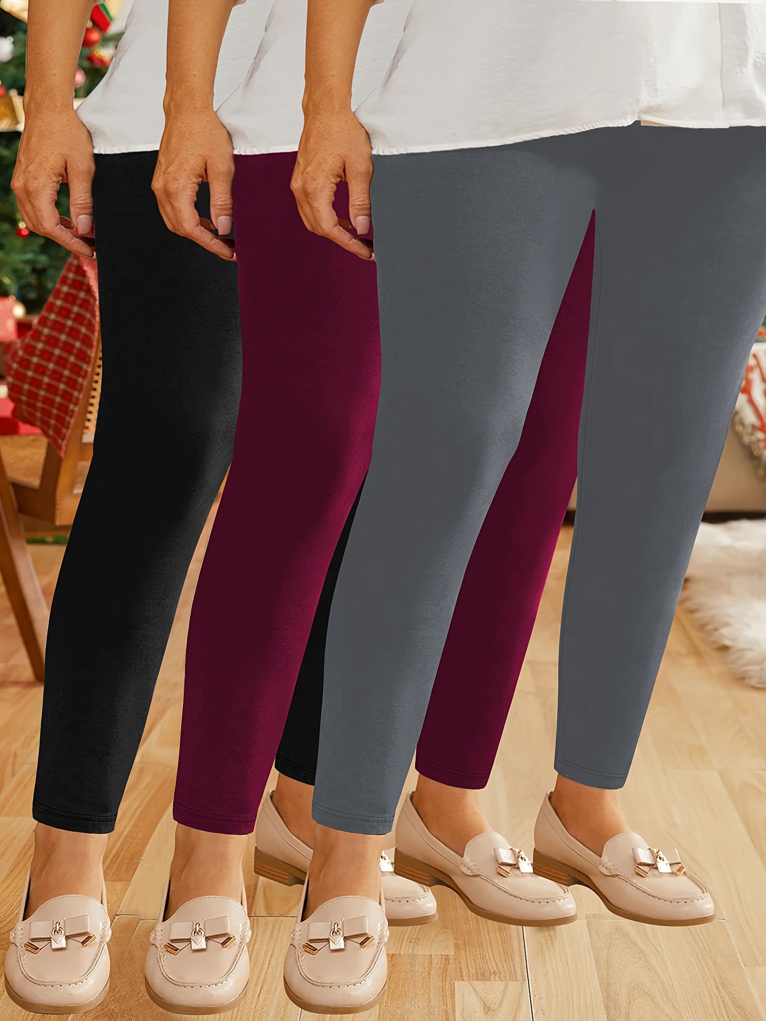 Plus Size Regular Waist 9 Points Bottom Pants 3 Pack
