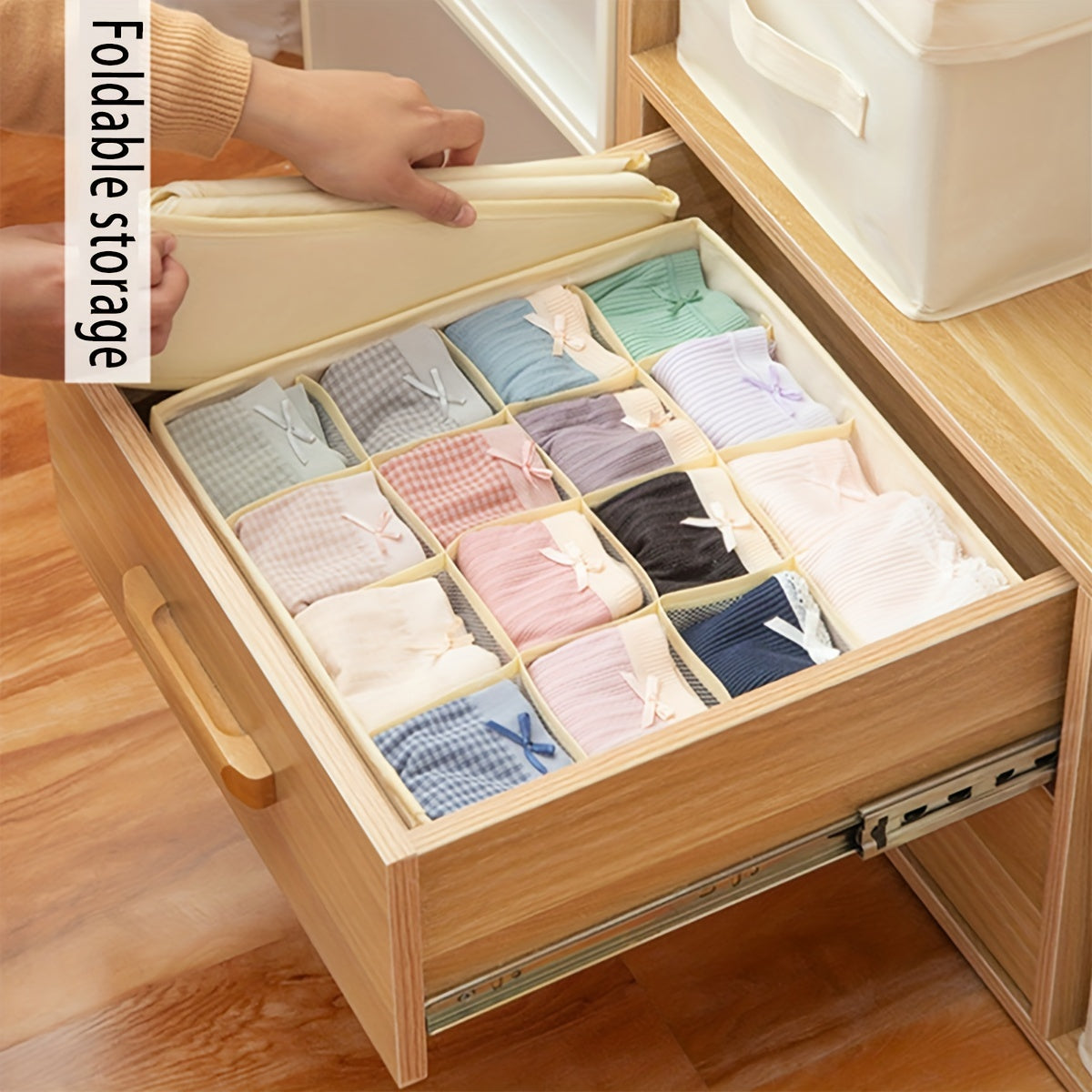 Set of 4 Foldable Non-Woven Storage Boxes for Closet Organization and Holiday Supplies