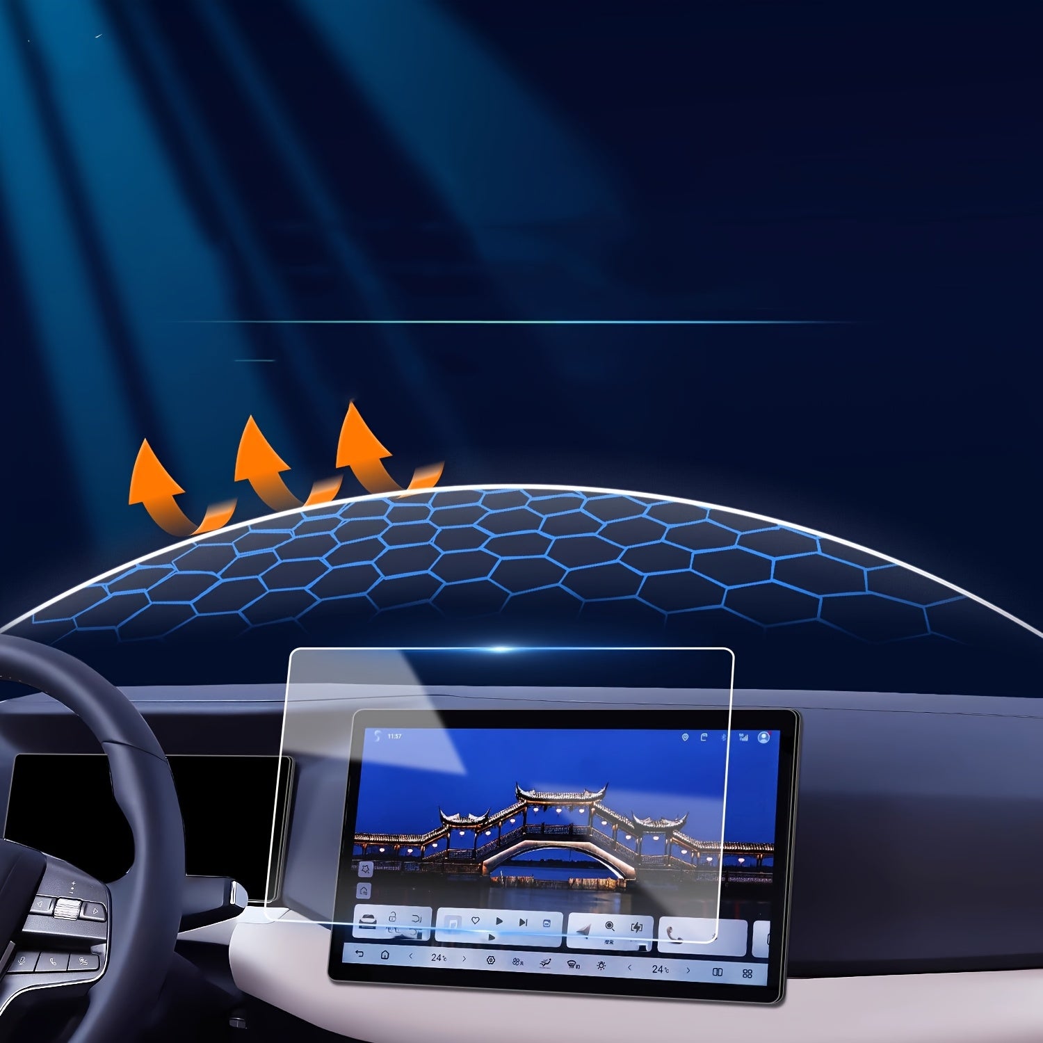 2 Sheets Tempered Glass Screen Protectors for Car Radio and Navigation 12.8 Inch LCD