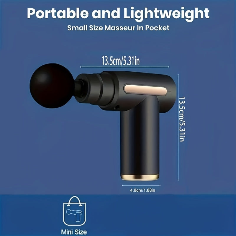 Portativ LCD massaj quroli, USB zaryadlash, mustahkam ABS material, 4 almashtiriladigan bosh, raqamli ko'rsatkich, ergonomik tutqich - fitnes, ochiq havoda foydalanish, bayram sovg'alari uchun ideal (Qora &