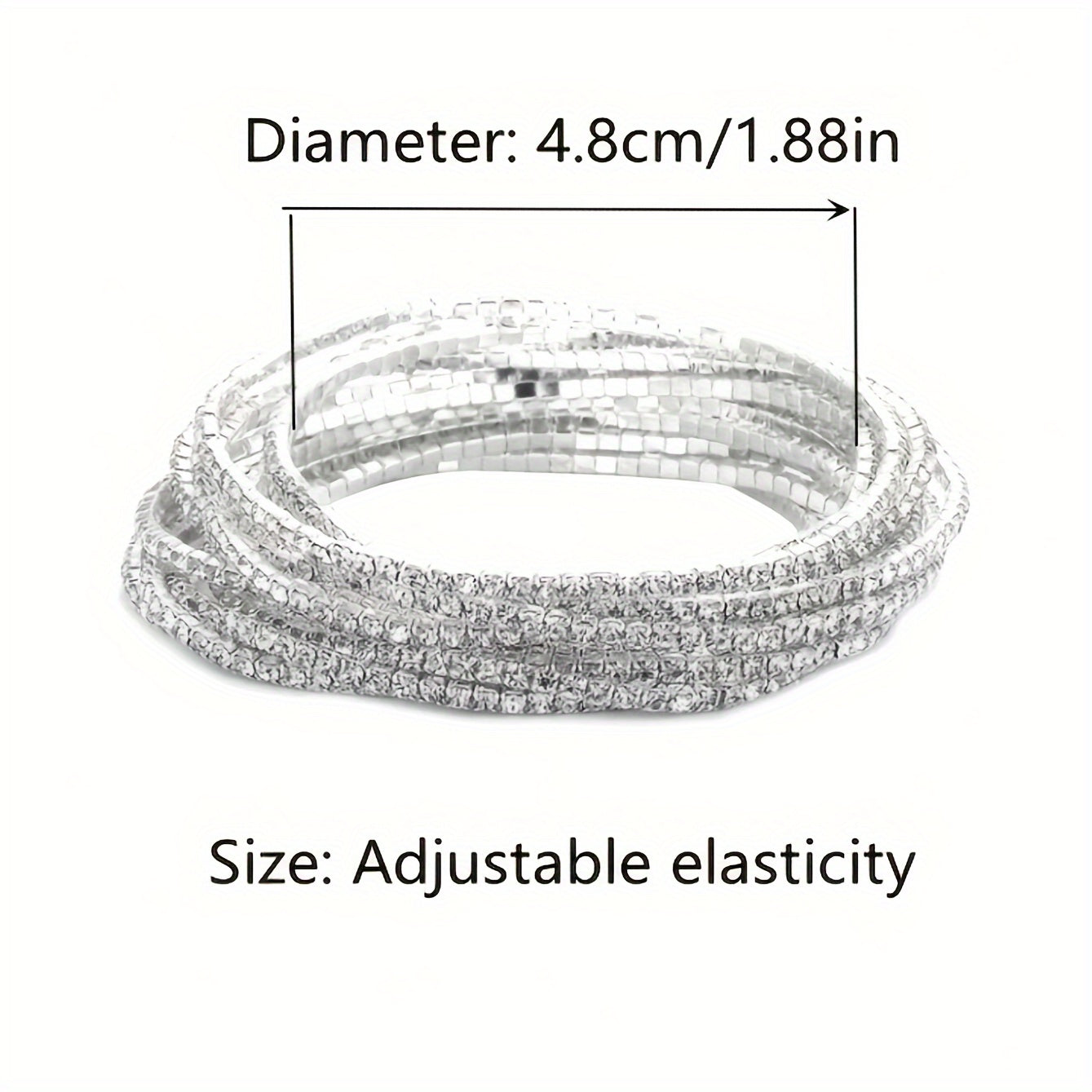 Women's Rhinestone Tennis Bracelets Set 12-Piece Elastic Bangle for Daily Wear