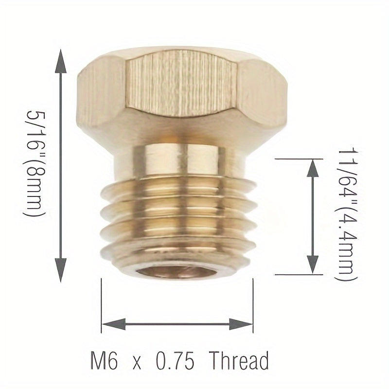 Sabafu pechlari uchun 5 ta yuqori sifatli mis gaz pechlari nozullari, aniq olov nazorati uchun 0.5/0.65/0.7/0.87/0.95mm yonish joyi o'lchamlari.