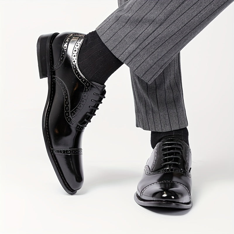 Мужские классические оксфорды из кожи с каплевидным носком, противоскользящая резиновая подошва, деловая обувь