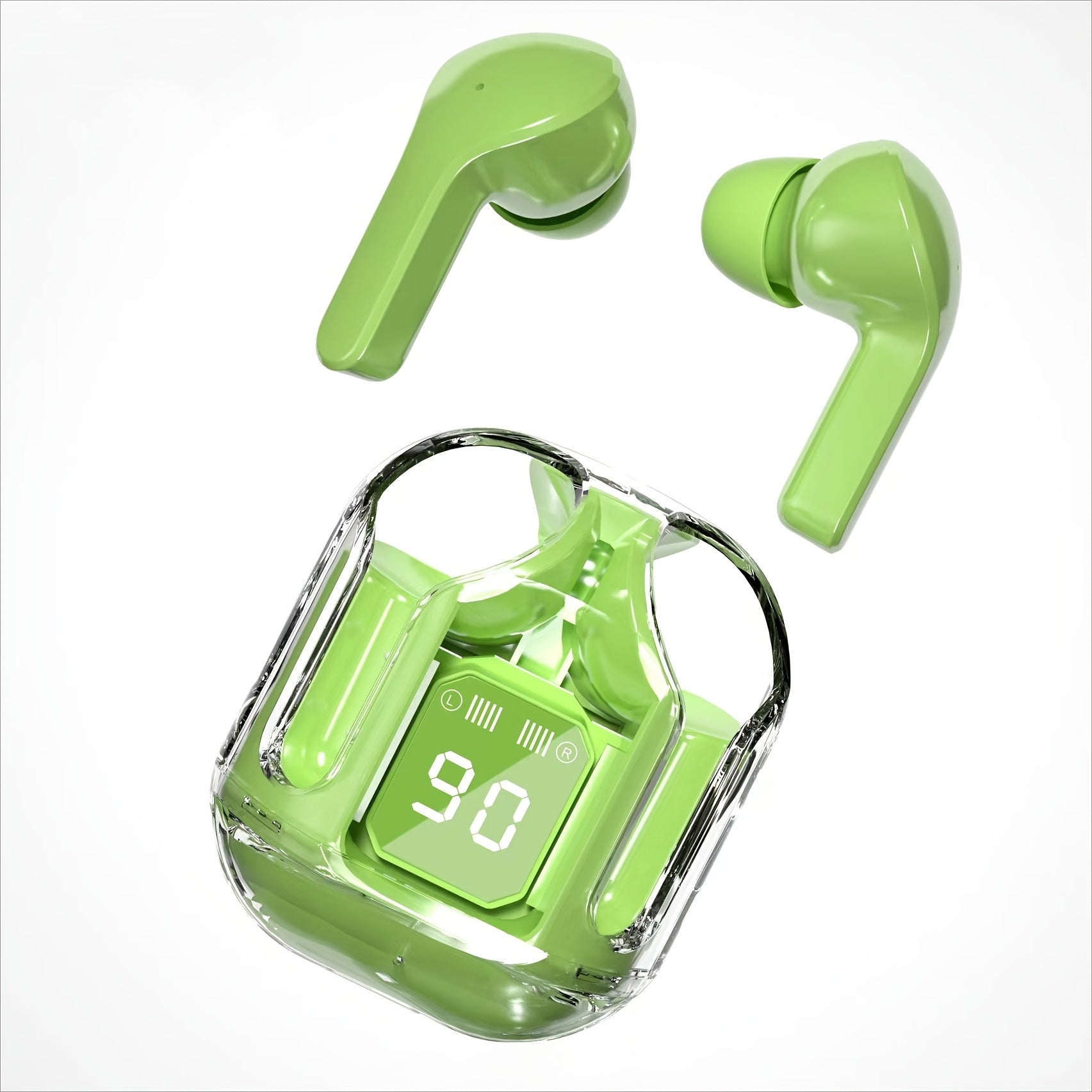 Беспроводные наушники TWS с цифровым дисплеем, светодиодной подсветкой, перезаряжаемой литиевой батареей, конденсаторным микрофоном, управлением громкостью и сенсорным управлением, закрытым типом чашек, USB и Type-C портом.