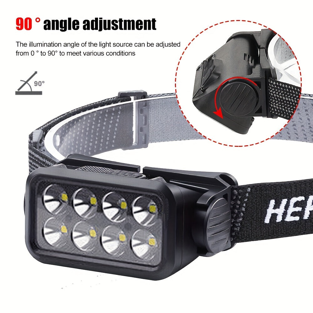 LED Headlamp with 6 Bright Modes Rechargeable USB Adjustable for Outdoor Activities