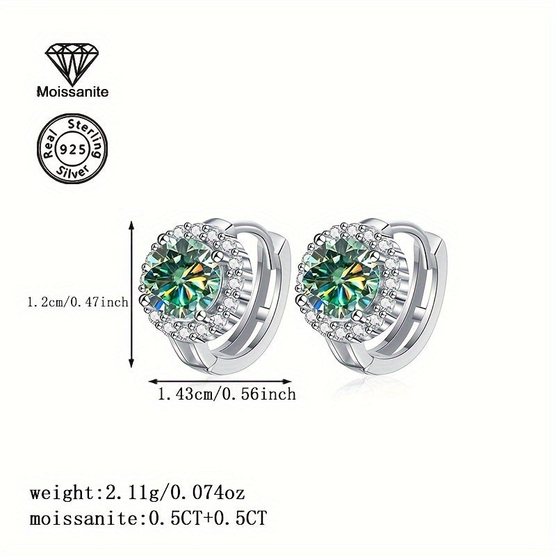 Sterling Silver 1 Carat Moissanite Earrings Studs for Women Wedding Party Christmas