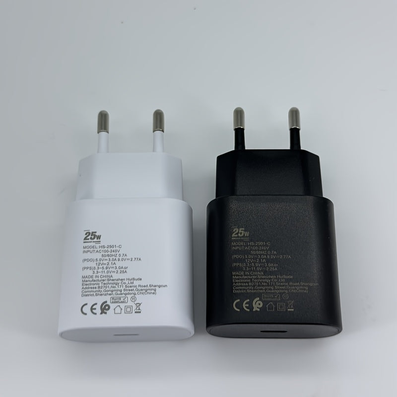 Samsung Galaxy telefonlari uchun USB-C tez zaryadlovchi (S21, S22, S23, S24, Ultra, A54, A53, A34) Evropa standartidagi ulagich bilan. Umumiy quvvat adapteri, ayolga ayol ulanishi va Type C ni o'z ichiga oladi.