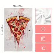 Set of 2 Ultra Soft Kitchen Towels Valentine’s Day Pizza Love 40x60cm