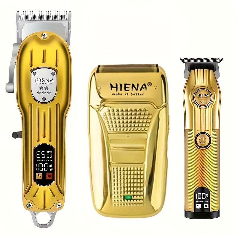 3-piece professional hair clipper set with USB rechargeable cordless hair cutting machine