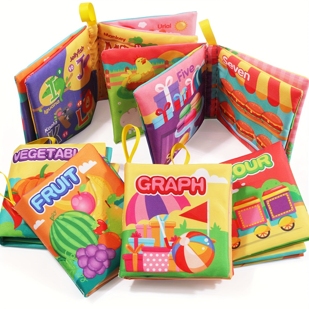 Bolalar uchun ta'lim beruvchi yumshoq bolalar kitobi, alifbo, raqamlar, mevalar, hayvonlar o'rganish uchun, 0-3 yosh uchun