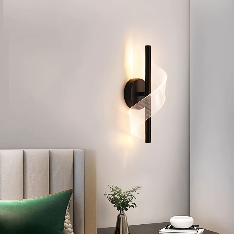 Contemporary S-Shaped LED Wall Sconce Golden Metal Acrylic Indoor Lighting for Bedroom Hallway