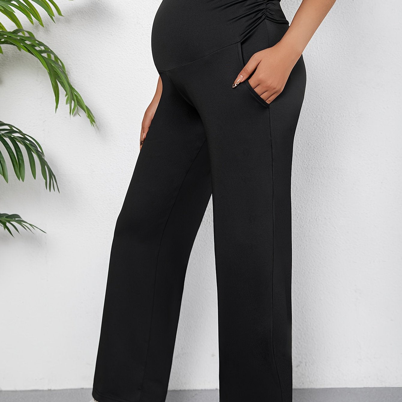 Maternity Skinny Pants High Waist Stretchable Long Length Solid Color for Spring Summer Fall