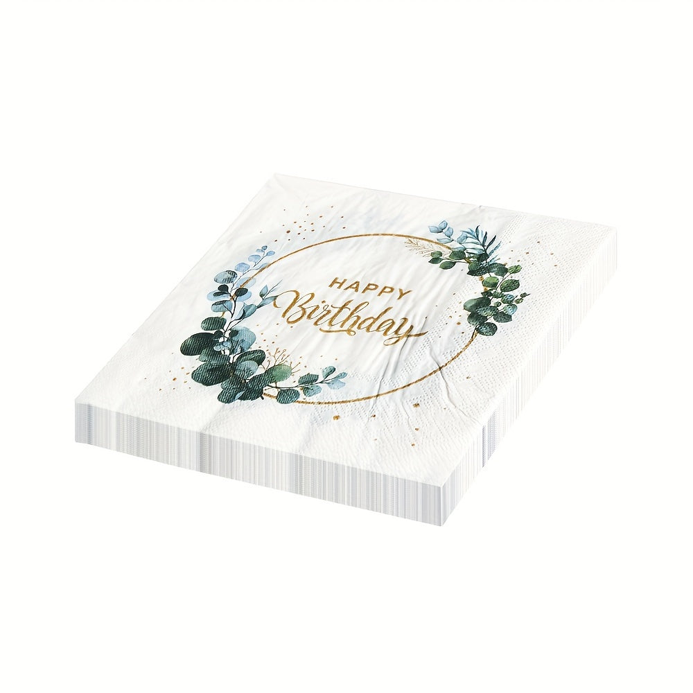 Pack of 20 Disposable Printed Square Birthday Napkins 33cm x 33cm