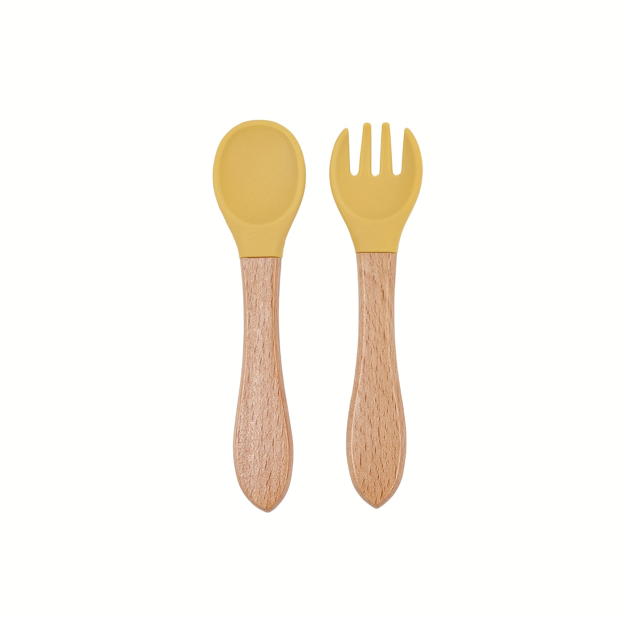 Baby Feeding Set Bamboo and Silicone Fork and Spork for Toddler Self-Feeding
