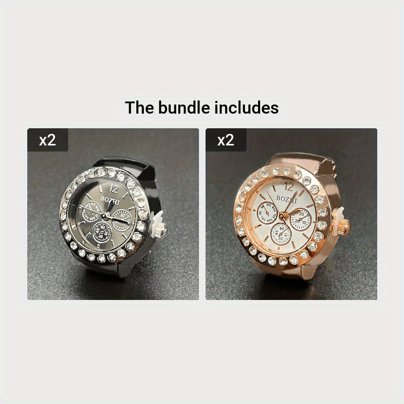 Unisex Elastic Band Analog Ring Watch Rhinestone Quartz Jewelry Gift