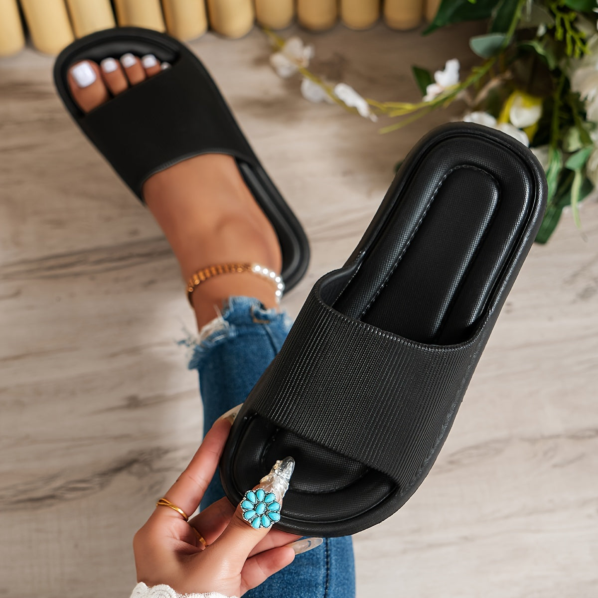 Open-Toe Slides for Men and Women Soft EVA Non-Slip Indoor Outdoor Sandals