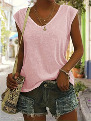 Women’s Cotton V-Neck Casual Short Sleeve Top for Layering