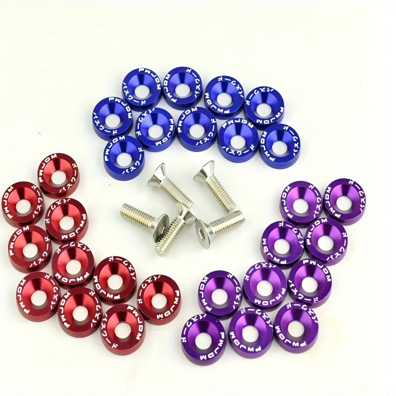 Juego de 20 tornillos de aluminio M6 con arandelas kit de embellecimiento del compartimento del motor