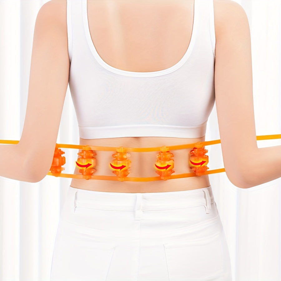 Handheld Back and Shoulder Massager with Orange Rolling Balls Full Body Muscle Tension Tool