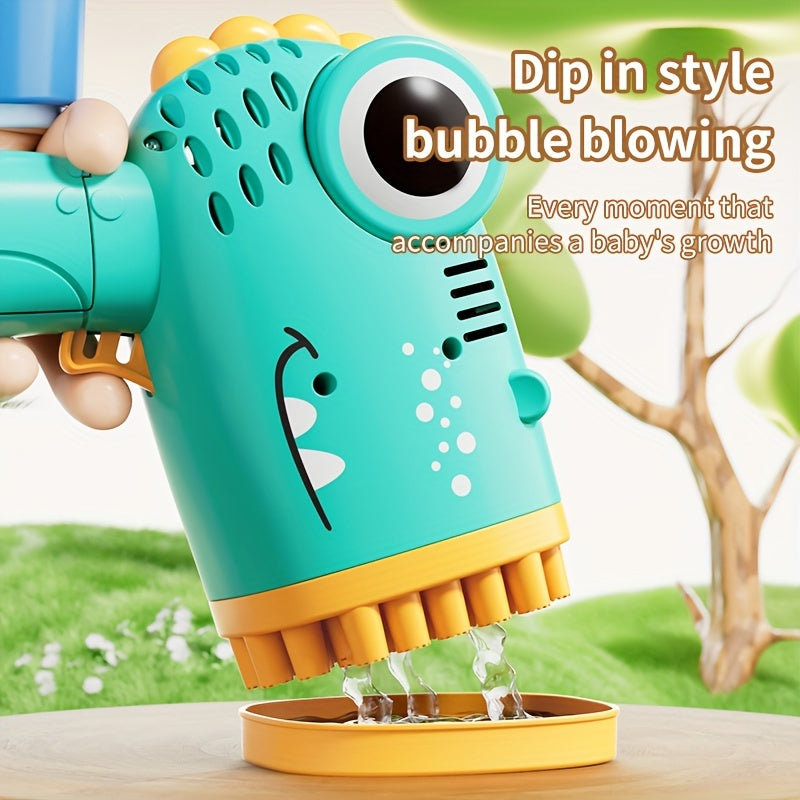 Dinosaur Bubble Gun Electric Foam Blaster with LED Lights for Kids 3+ Pink Green