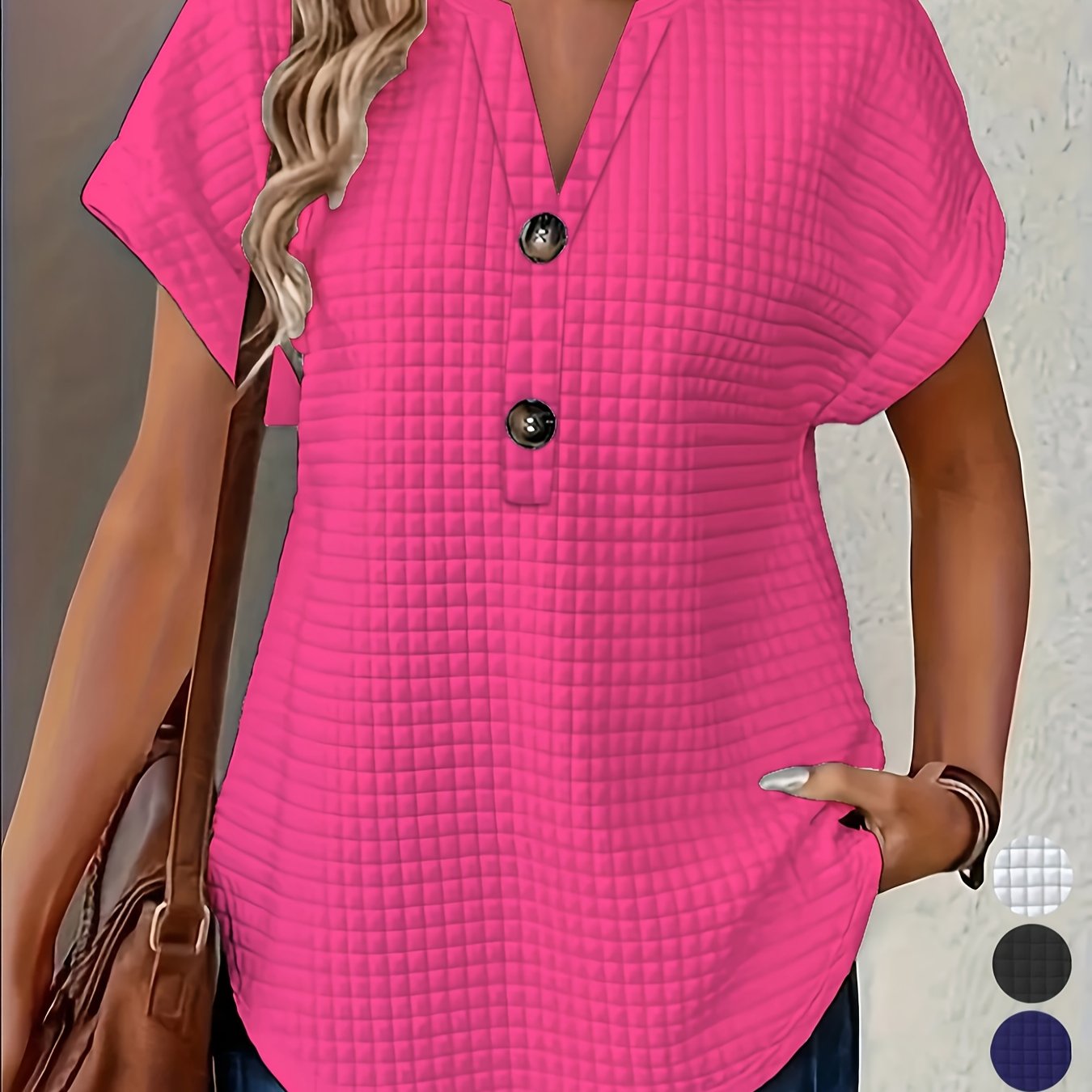 Women's V-Neck Summer T-Shirt Breathable Stretch Plus Size Casual Top