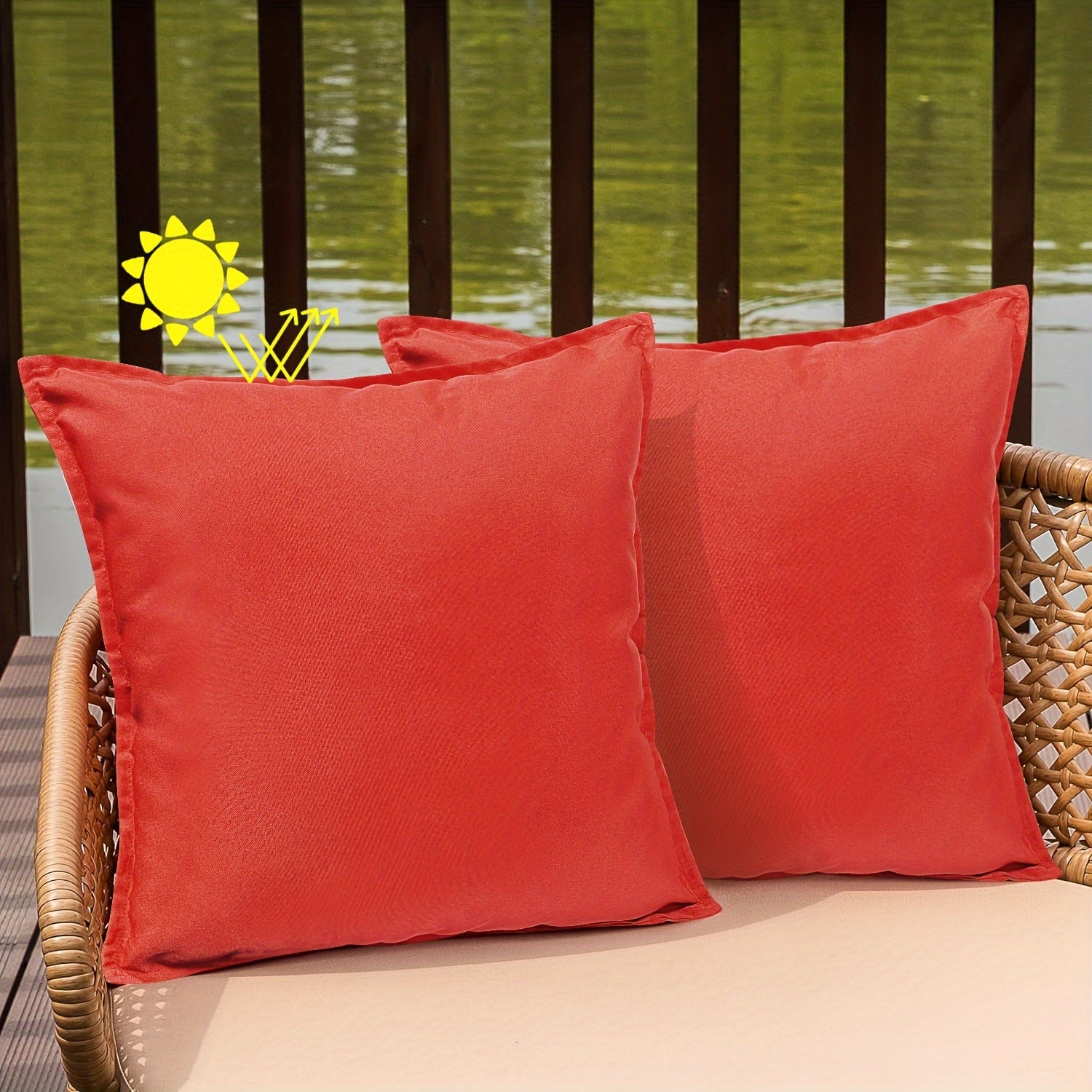 Green Outdoor Cushion Covers 2 Pack Zipper Polyester for Patio Garden Furniture
