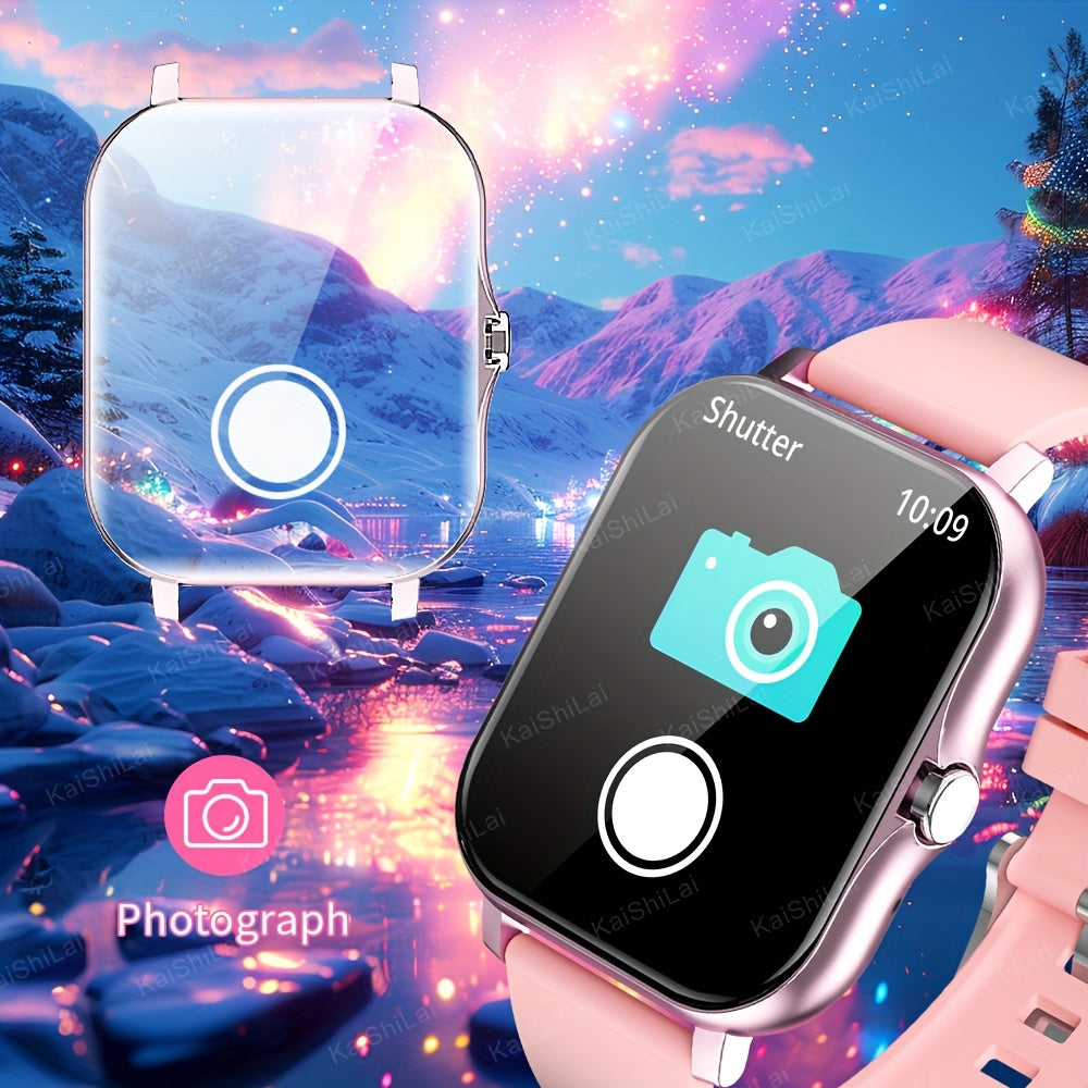 4.65cm HD Full Screen Touch Smartwatch with Call, Heart Rate, Blood Pressure, Step and Distance Tracking for iPhone and Android