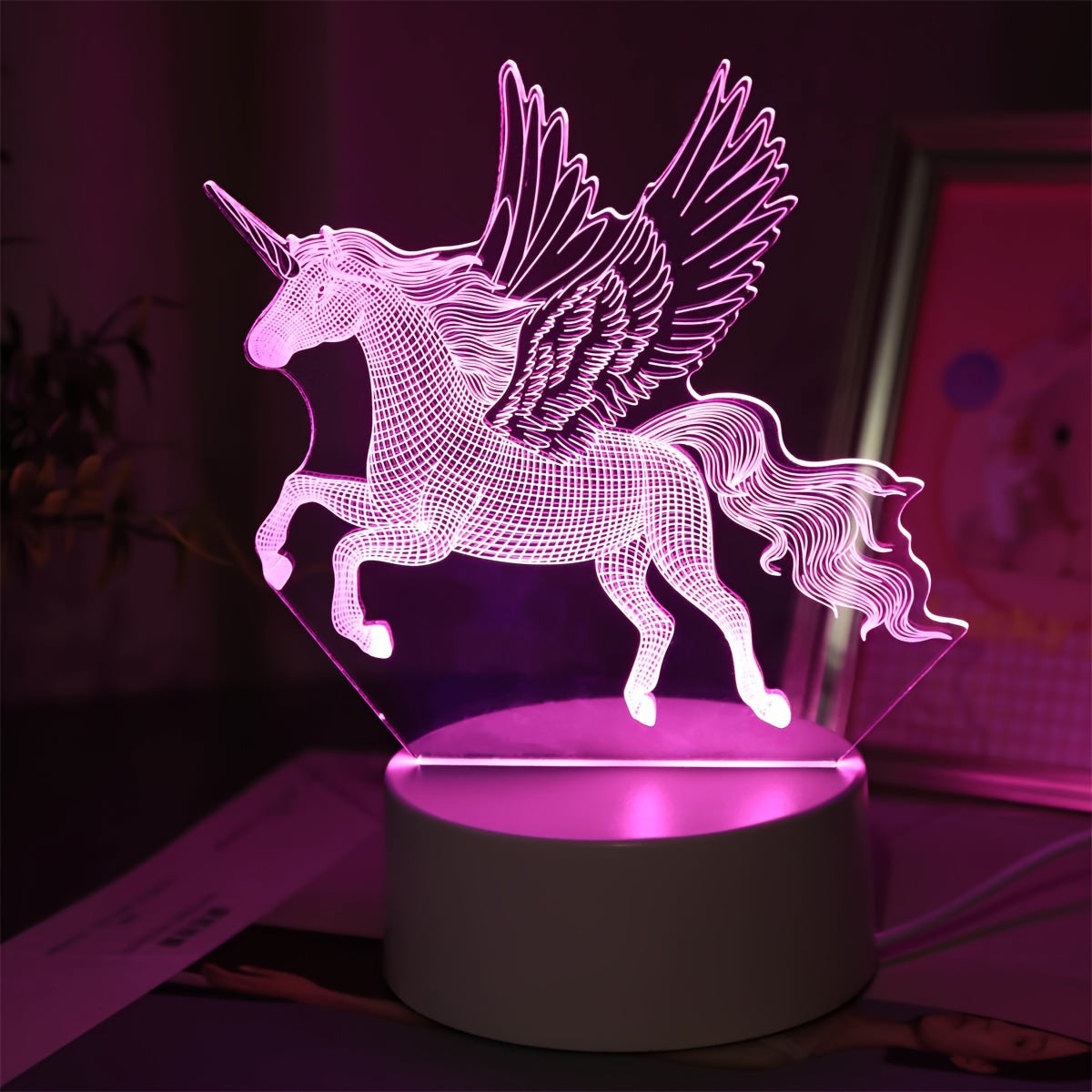 Pink Unicorn Night Light for Kids Bedroom Decorative Lamp Childrens Nightlight