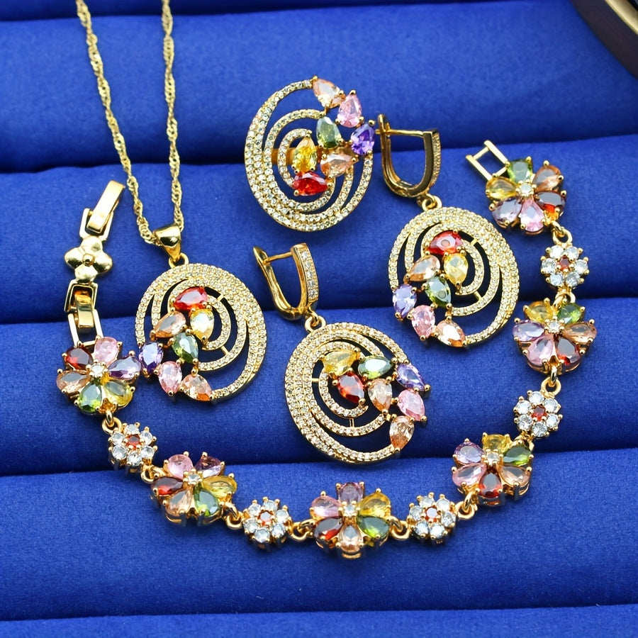 Women’s Cubic Zirconia Jewelry Set for Weddings and Parties