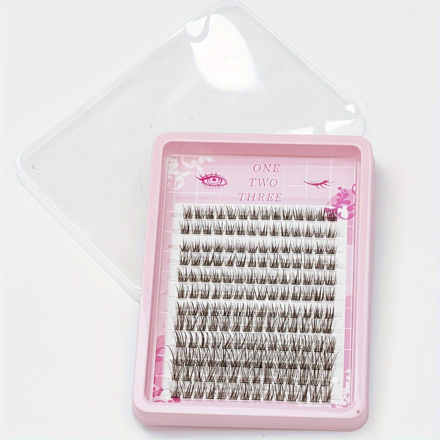 12 Rows of 168 Natural Style False Eyelashes for DIY Natural Look Reusable Cat Eye Cross