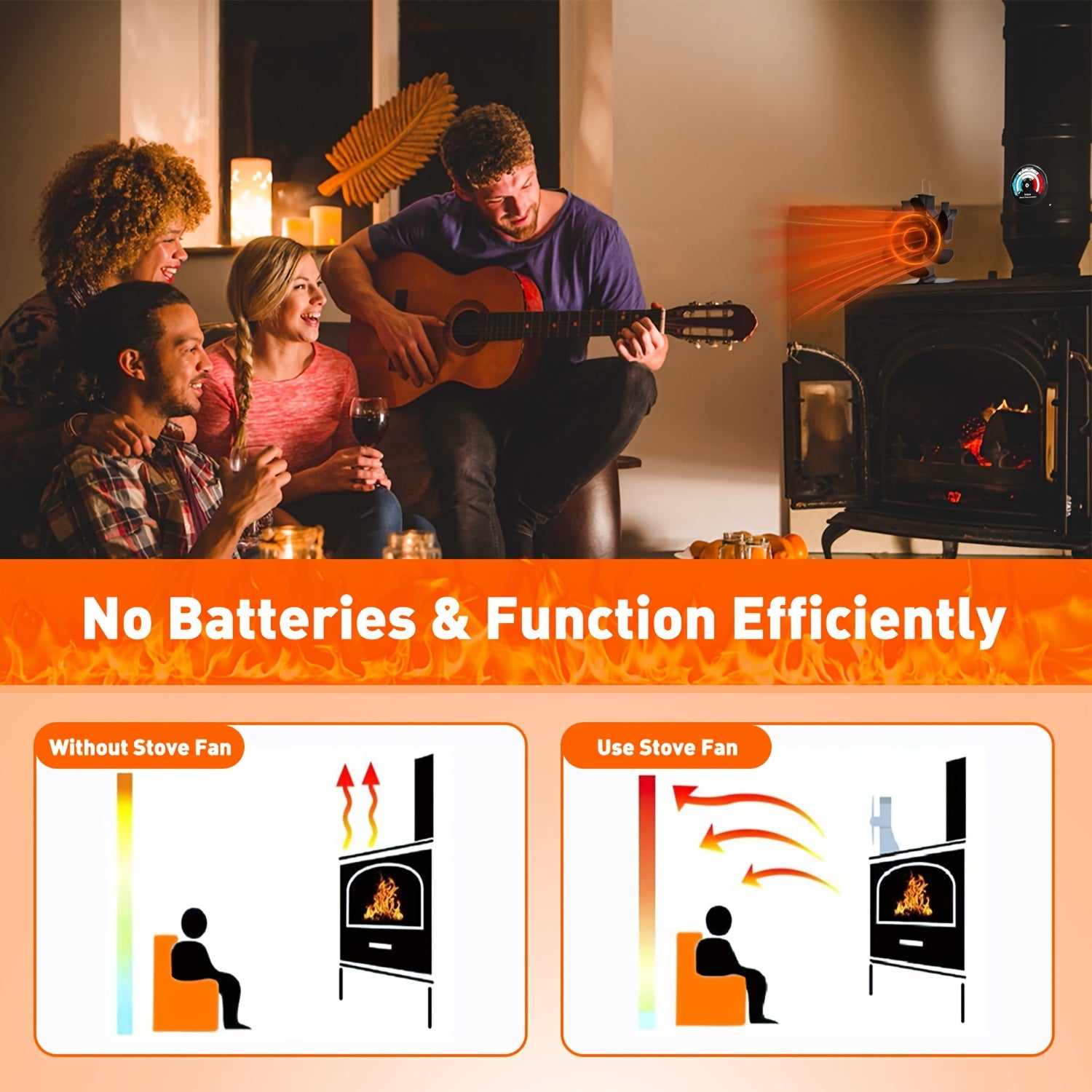 Aluminum Table Fan with Bracket for Heater Fireplace Log Burner Stove Accessories