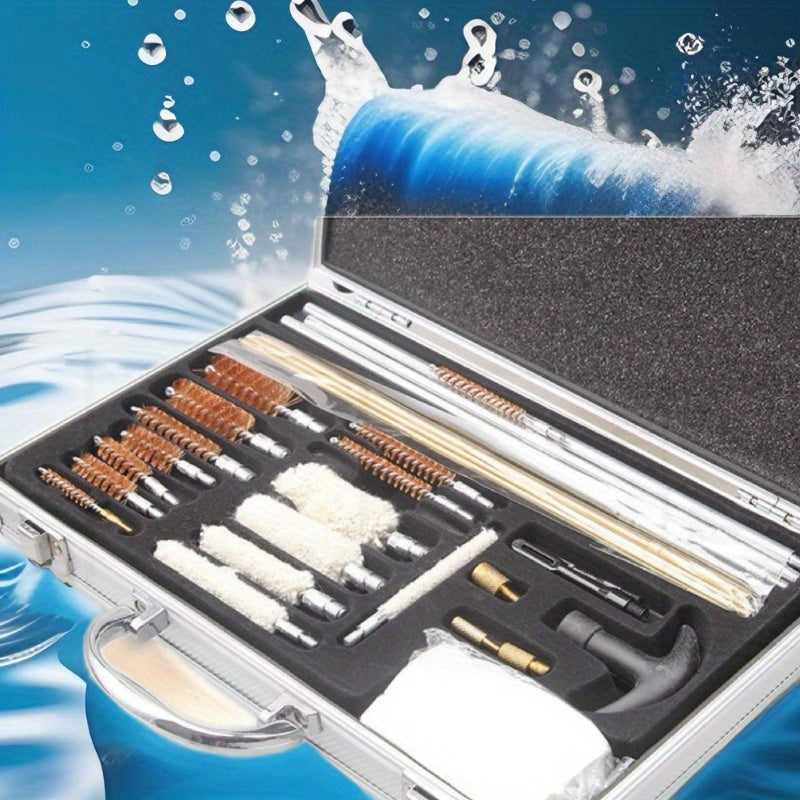 Aluminum Alloy Gun Cleaning Kit with Double Handle Case, Wire and Brushes