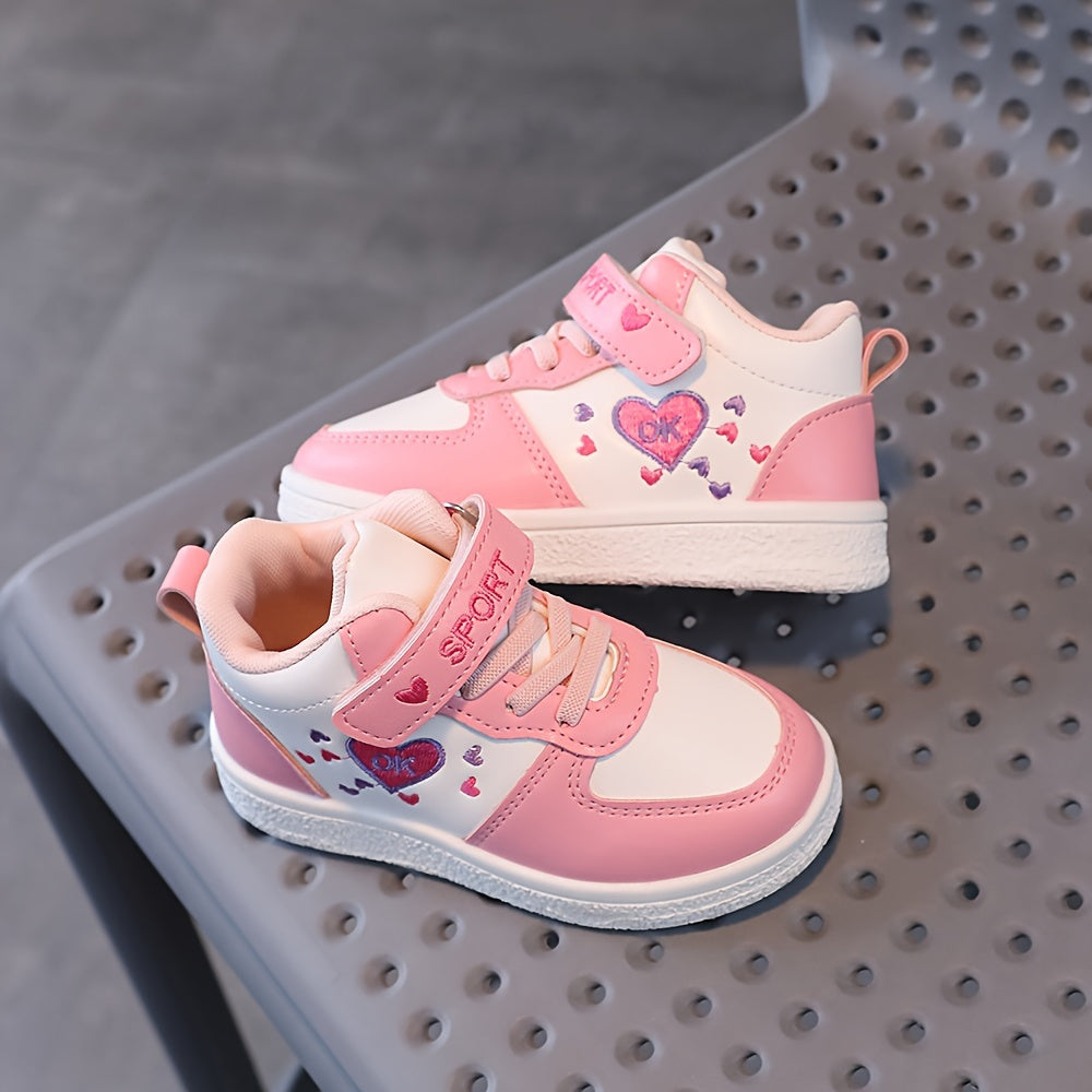 Girls' Embellished High Top Skate Shoes Lightweight Anti-Slip Casual Sneakers for Outdoor Walks