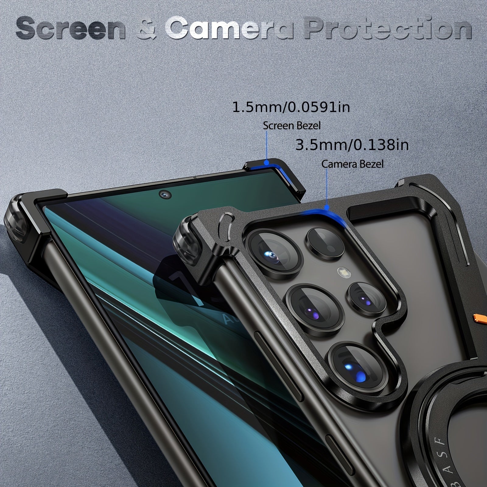 Ultra-Thin Metal Phone Case with Ring Stand and Magnetic Holder for Samsung S24U