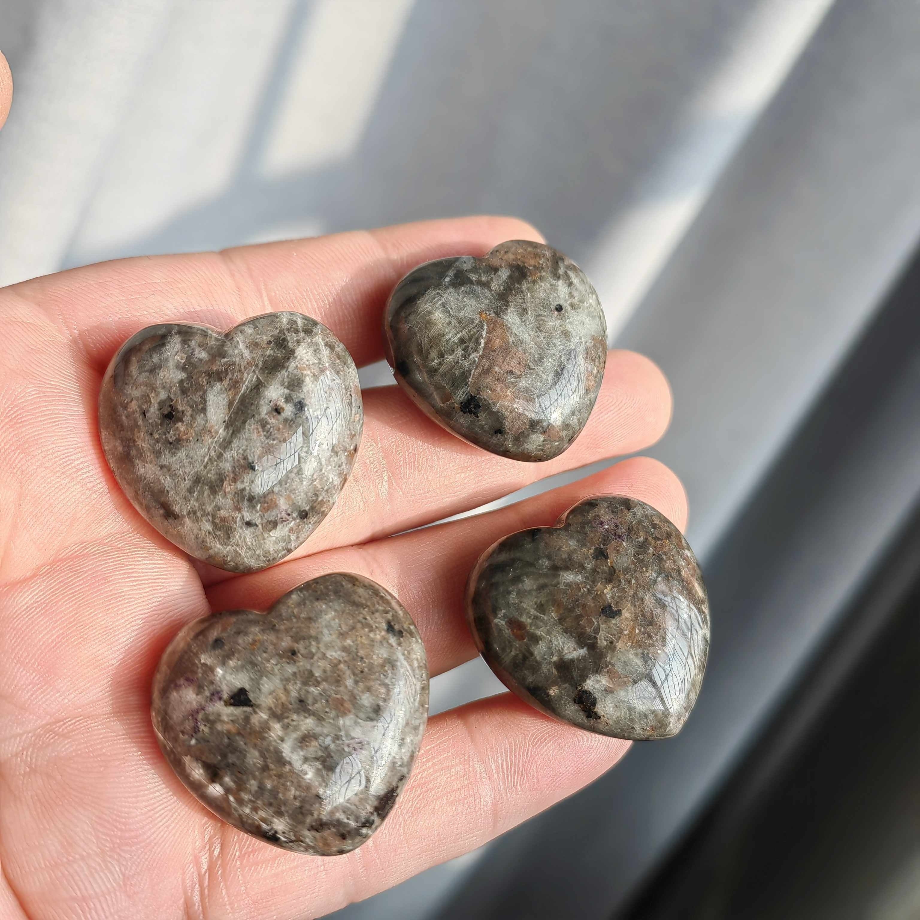 Set of Three Heart-Shaped Sodalite Flame Stones Glow-in-the-Dark UV Reactive for Room Decor or Gifts
