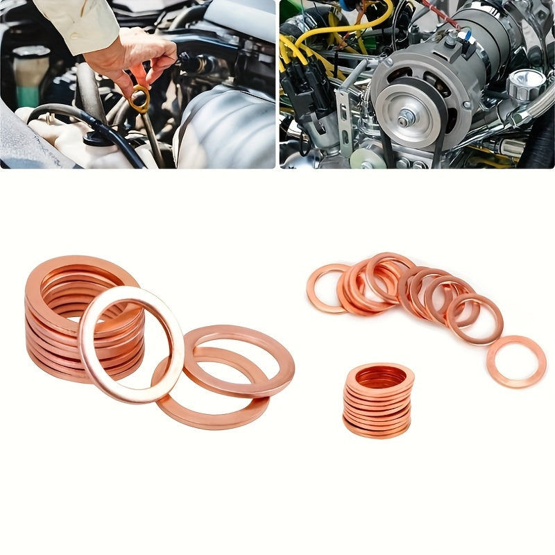 200Pcs Copper Flat Ring Seal Kit Universal Gasket for Automotive Repairs