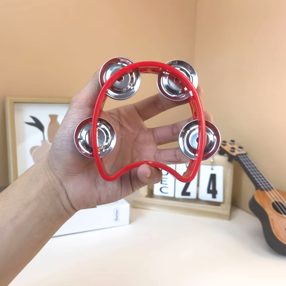 Plastic Hand Tambourine with 4 Bells for Kids and Adults Musical Percussion Instrument for Parties and Celebrations