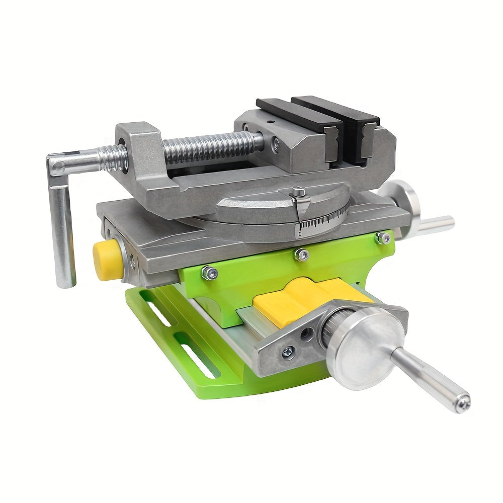 Aluminum Alloy Bench Vise with Swivel Base and Worktable for Milling and Drilling