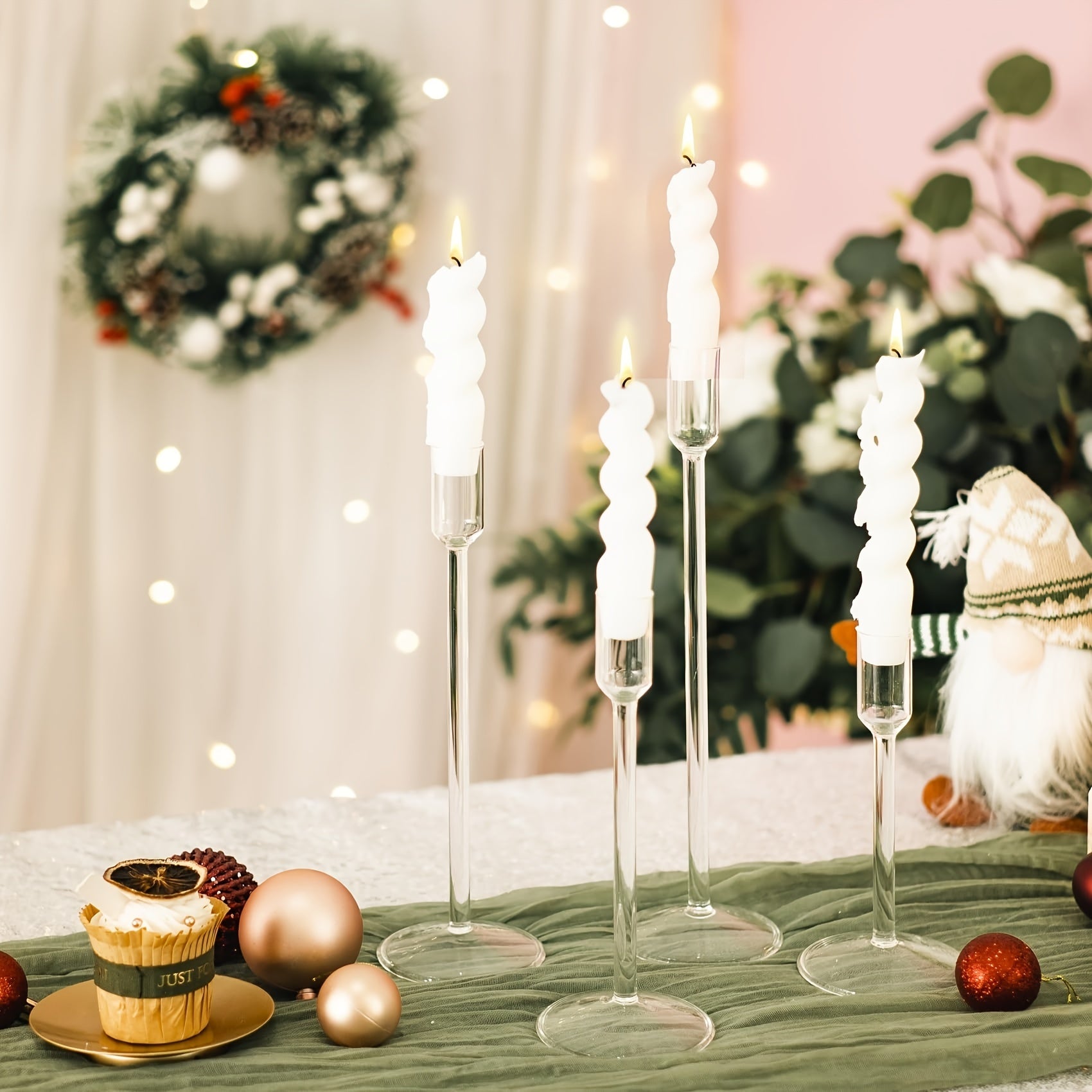 Glass Taper Candle Holders for Christmas Parties Weddings Table Centerpieces