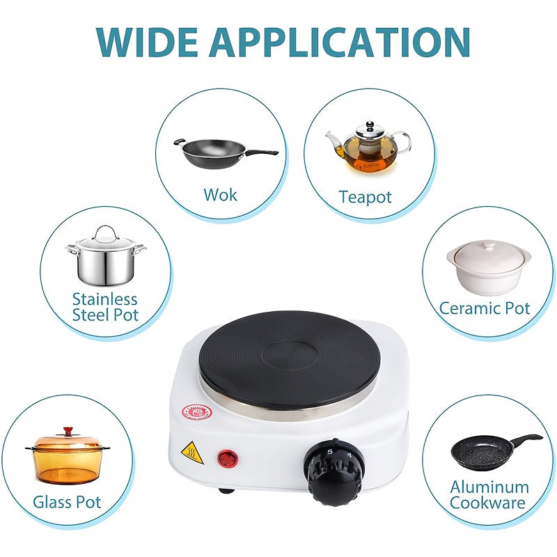 Oq portativ mini elektr pechka bilan 5- bosqichli harorat nazorati, kompakt dizayn va Evropa rozetkasi - Oshxona, hunarmandchilik, DIY uchun ajoyib