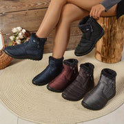 Женские уютные зимние снегоступы с плюшевой подкладкой, повседневные, на шнуровке, с боковой молнией, черные и серые