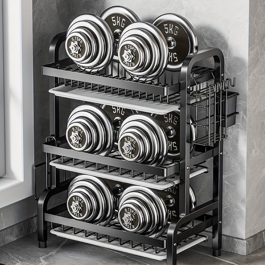 High-Quality Carbon Steel Anti-Rust Three-Layer Utensil Storage Rack for Kitchen