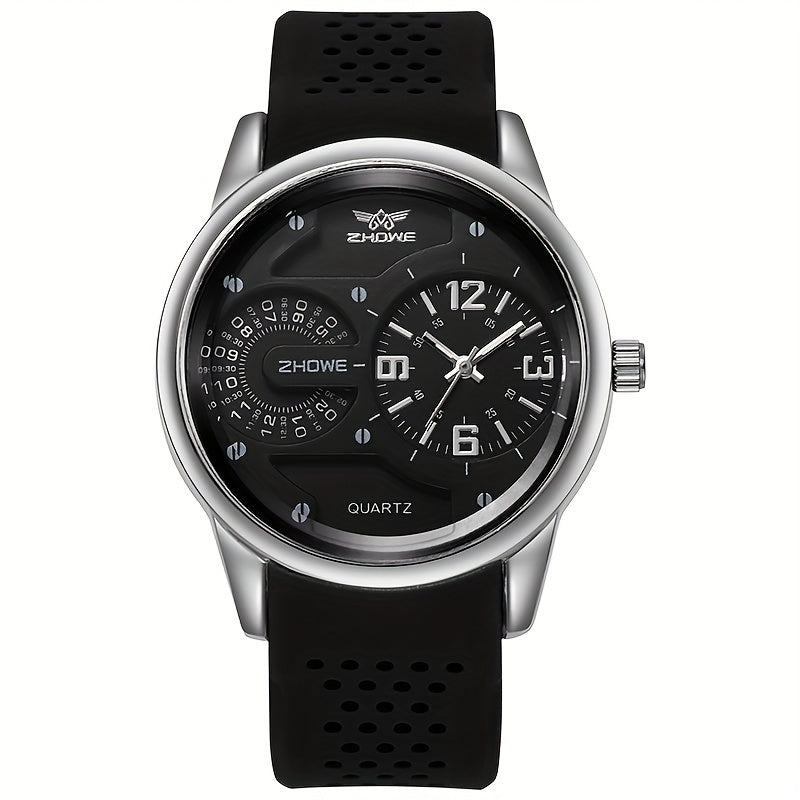 Reloj de silicona para hombre con correa transpirable e a prueba de sudor, movimiento de cuarzo, pequeña decoración en la esfera