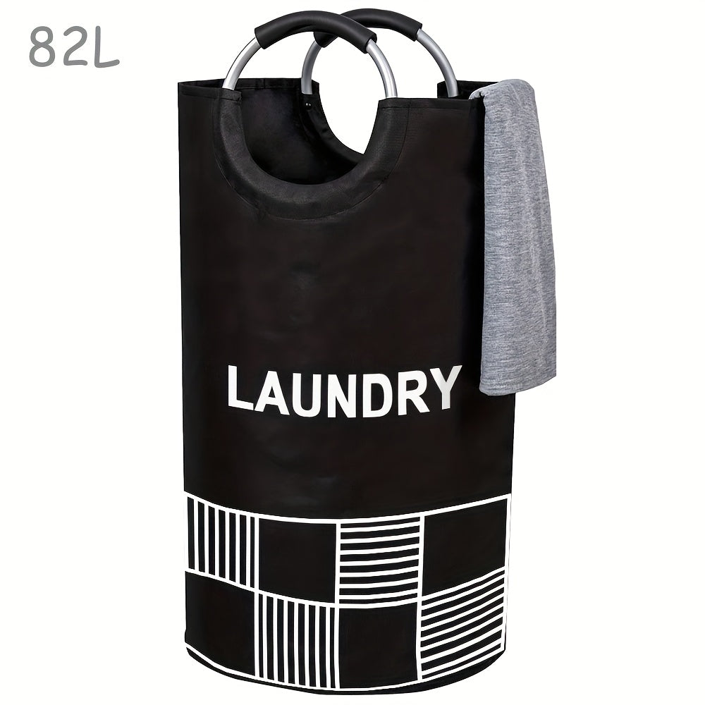 Waterproof Laundry Basket with Padded Handles 82L Collapsible Storage for Bathroom Dorm Balcony