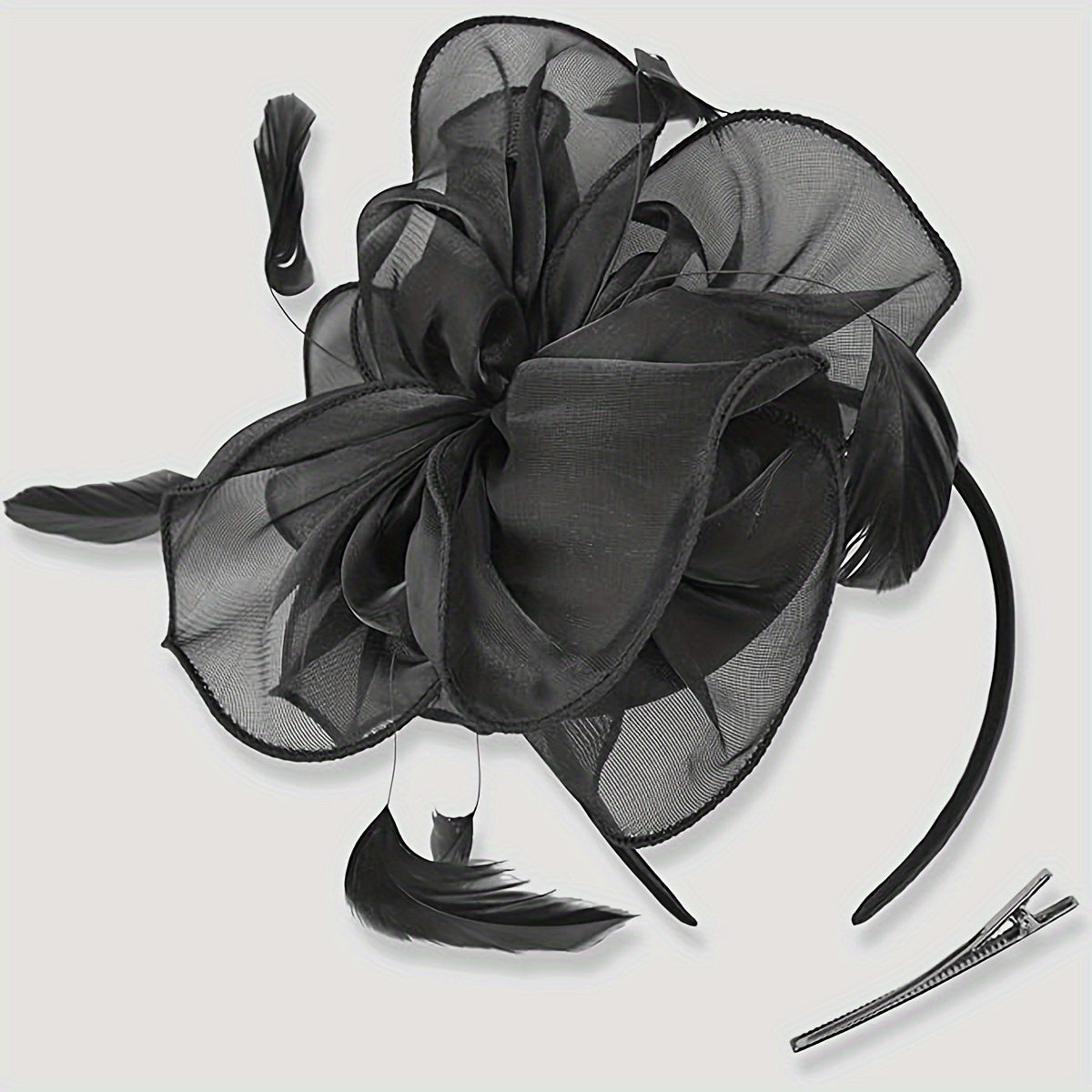 Sombrero fascinator de estilo 1950 para mujer, flor sin plumas, diadema para el cabello, fiesta de té, boda