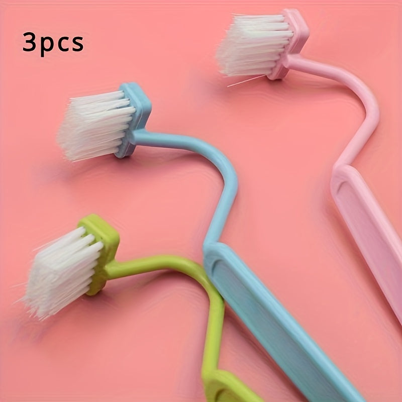 V-Shaped 3-Piece Toilet Brush Set Wall Mount No Dead Corner Cleaning Bathroom Tool