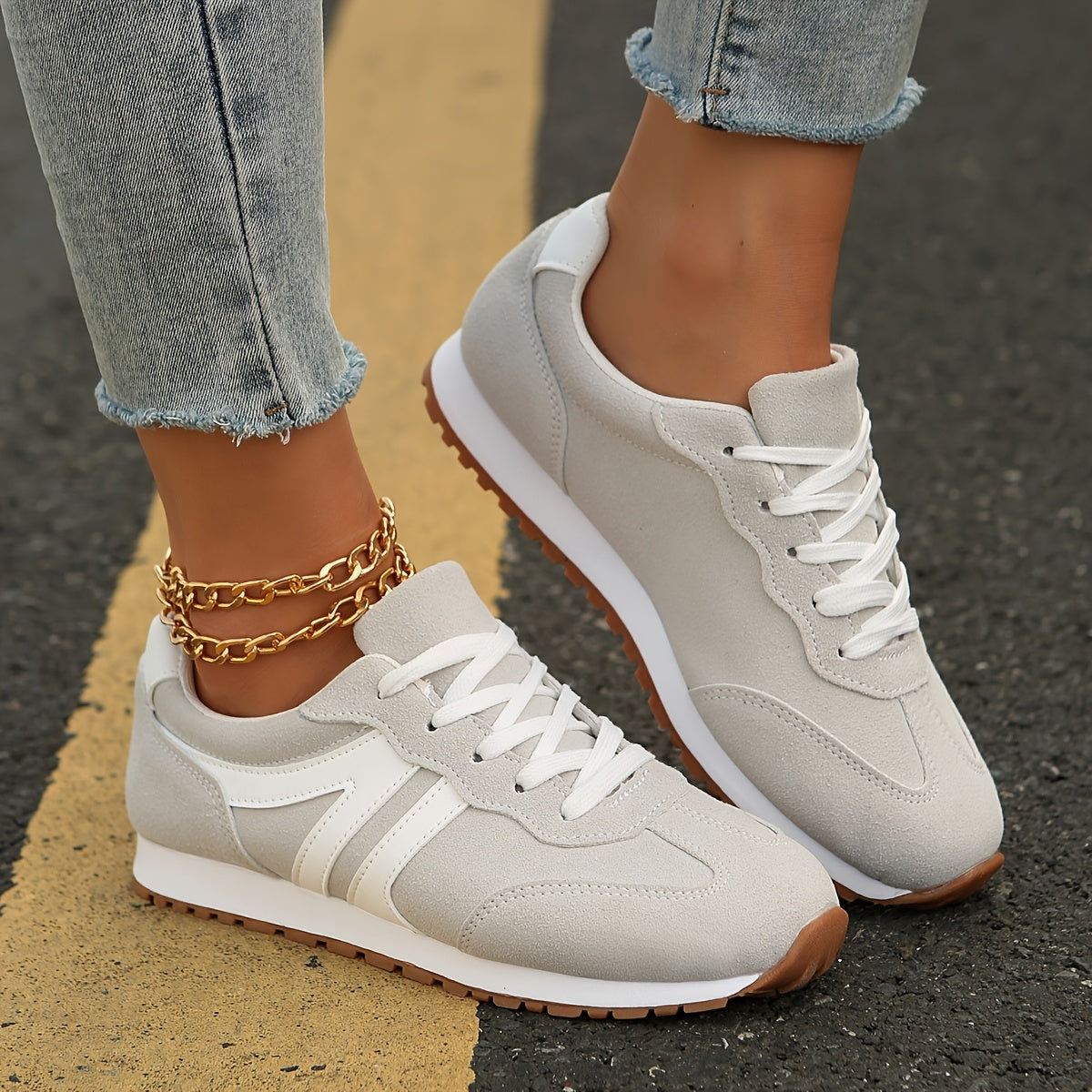 Women's Red Casual Sneakers Breathable Fabric Non-Slip Sole