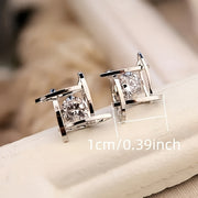 Women Zirconia Earrings Wedding Party Jewelry Silver Sparkling