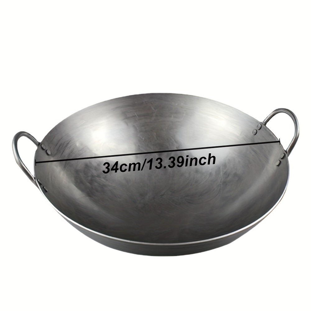 Cast Iron Wok 34-38cm Deep Frying Pan for Electric Stovetops Gift